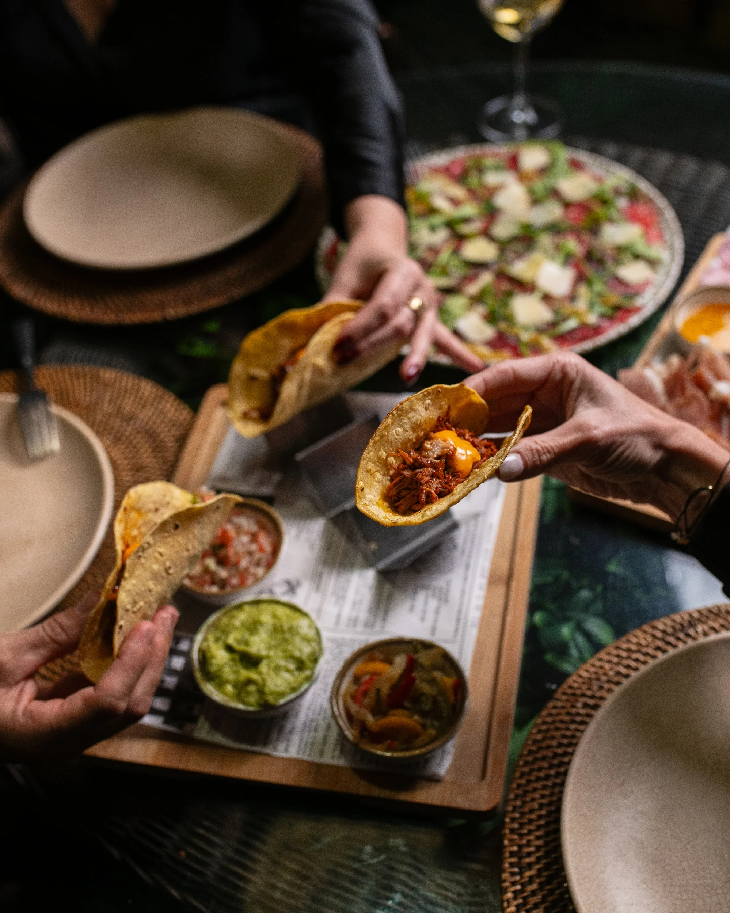 Tacos con guacamole para compartir
